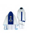 Liturgical veil silver brocade - velvet stripes