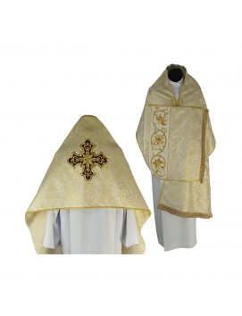 Liturgical veil cross brocade light gold