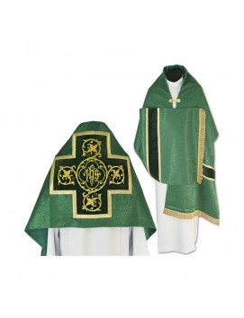 Liturgical veil green with tassels (39)