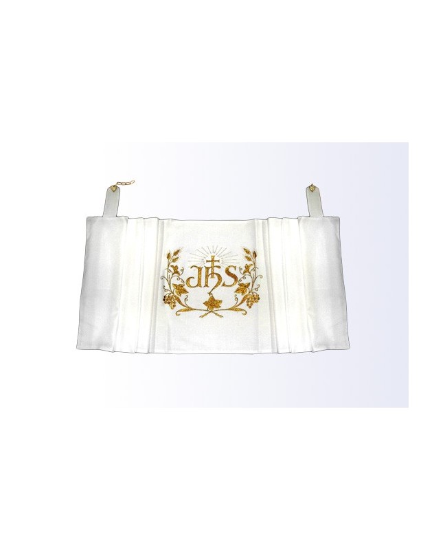 Elegant White and Gold IHS Humeral Veil for Church Services