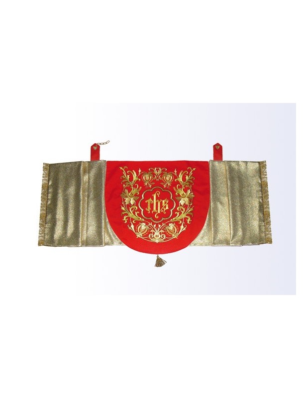 Red and Gold Liturgical Humeral Veil with IHS Embroidery and Ornate