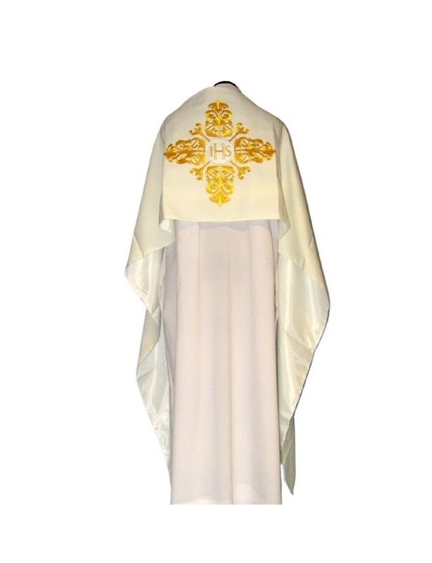 Liturgical Humeral Veil with Golden IHS Embroidery for Eucharistic Adoration
