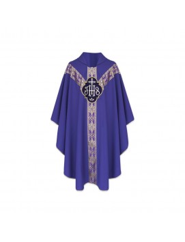 Chasuble semi-gothique IHS - couleurs liturgiques