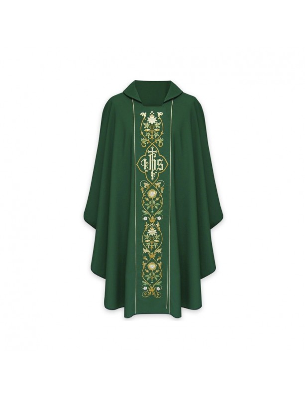 Ornat gotycki IHS - kolory liturgiczne - fioletowy, srebrny pas