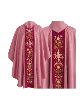 Gotisches Messgewand IHS-Jacquard - liturgische Farben (16)