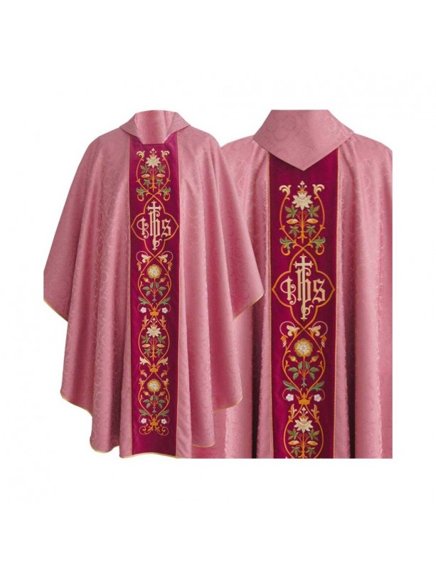 Casula gotica IHS jacquard - colori liturgici (16)