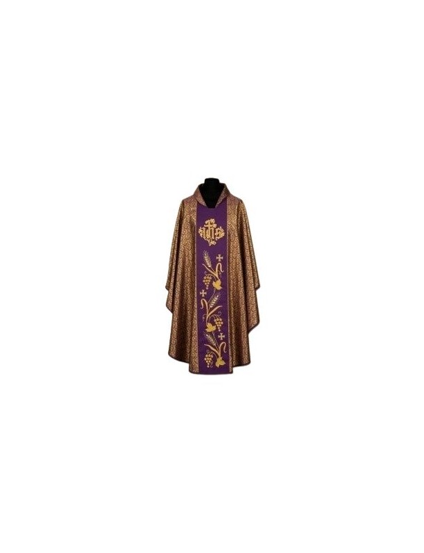 Chasuble richly embroidered purple and gold IHS (04A)