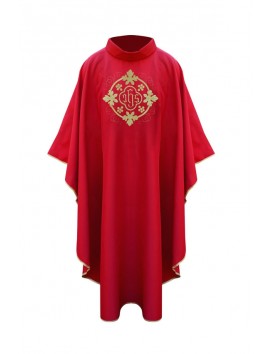Chasuble with IHS symbol - red