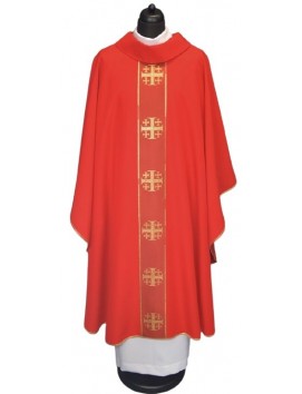 Casulla con cruces de Jerusalén - roja