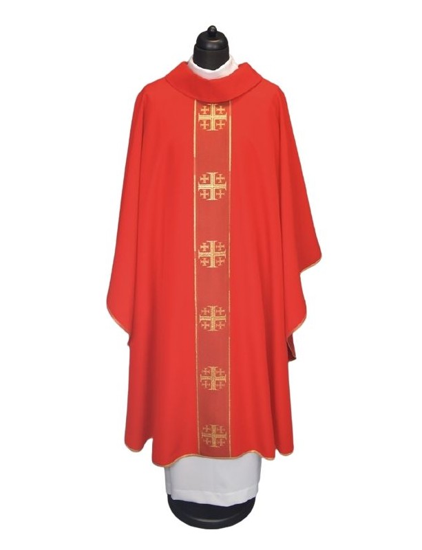 Casulla con cruces de Jerusalén - roja