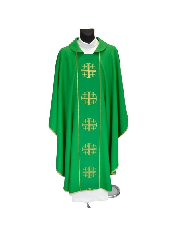 Chasuble of Jerusalem crosses - green