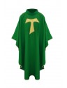 Franciscan Chasuble with Tau Cross Embroidery - Green
