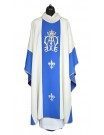 Marian chasuble with embroidered belt - ecru color