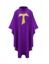 Casulla franciscana con cruz TAU - morada