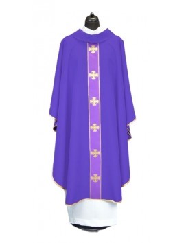 Chasuble with decorative belt with crosses - purple