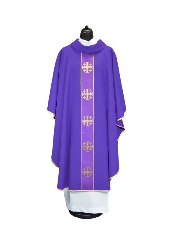 Messgewand mit Jerusalemkreuzen - violett