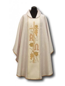 Casula di damascato, cintura ricamata Alpha Omega