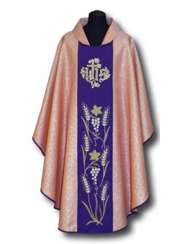 Casula ricamata rosa, cintura viola (005)
