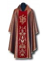 Embroidered chasuble red, velvet belt (007)