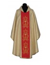 Gold embroidered chasuble, red belt