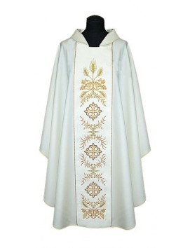Ornat bogato haftowany - biały, złoty haft