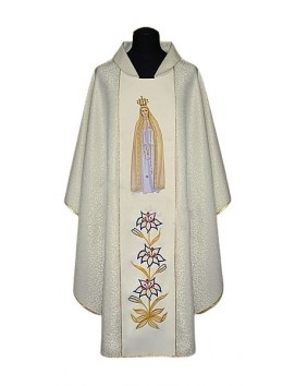 Ornat haftowany MB Fatimska - biały, maryjny