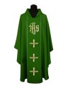 Embroidered chasuble IHS + Cross - liturgical colors