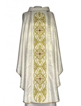 Casulla con roseta color blanco - pas de terciopelo