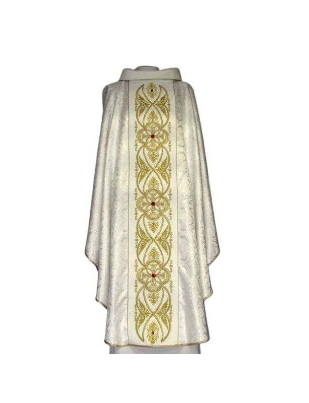 Casula com roseta cor branca - cinto de veludo