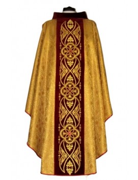 Chasuble avec rosette couleur dorée - bande en velours (9)