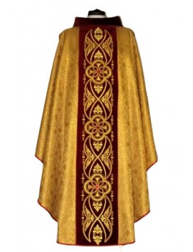 Chasuble with rosette gold color - velvet belt (9)