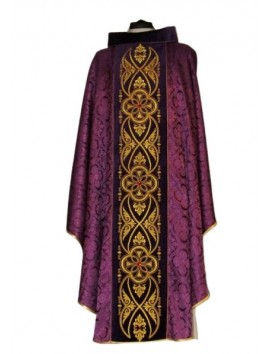 Chasuble with rosette color purple - velvet belt (10)