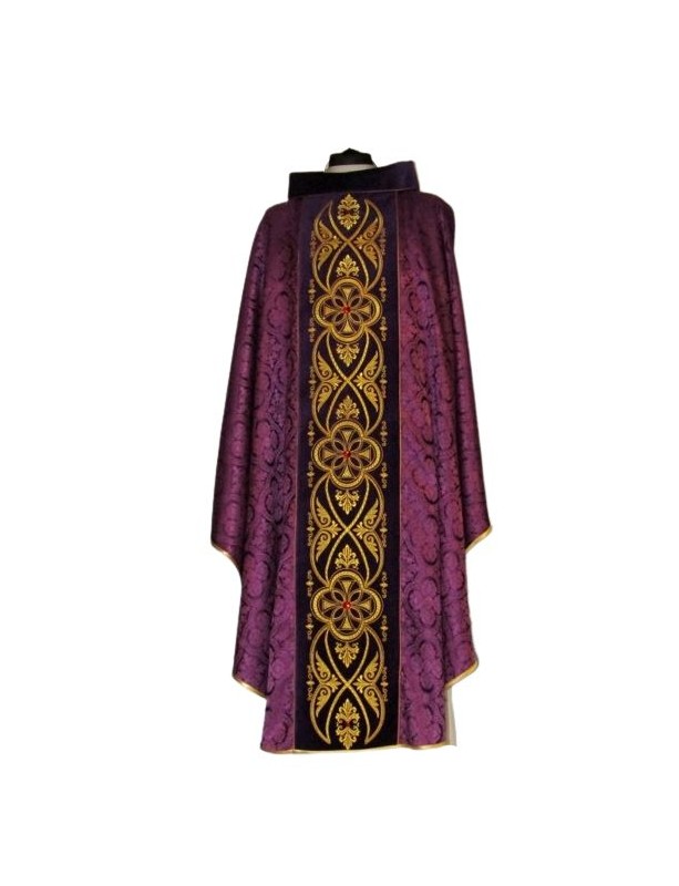 Chasuble with rosette color purple - velvet belt (10)