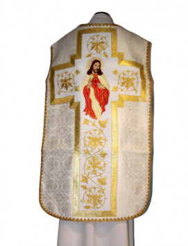 Römisches Messgewand ecru/weiß Herz Jesu