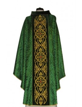 Chasuble avec rosette couleur verte - bande en velours