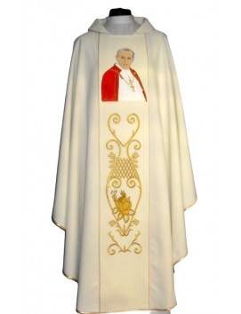 Casulla con la imagen de Juan Pablo II - material liso