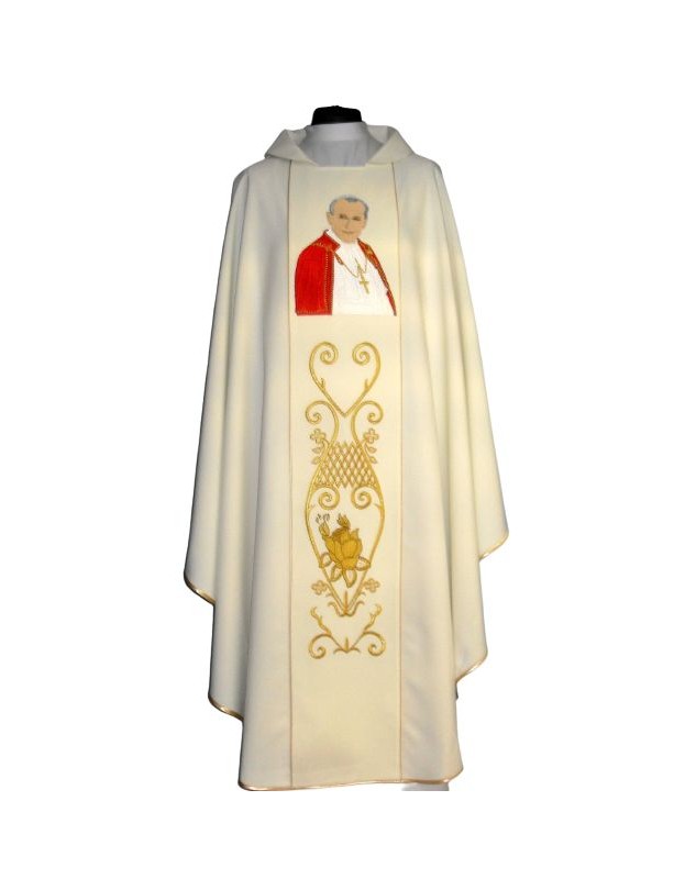 Chasuble with image of John Paul II - plain material