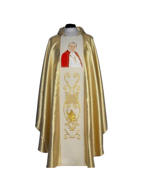 Casula con immagine di Giovanni Paolo II - materiale oro
