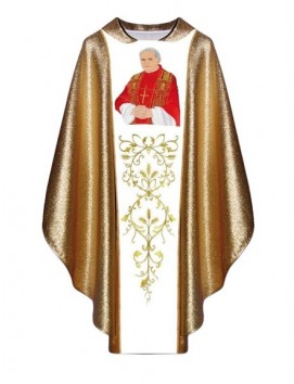 Chasuble with image of John Paul II - gold material