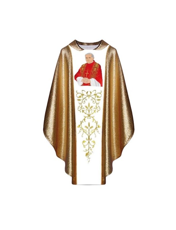 Casulă cu imaginea lui Ioan Paul II - material auriu