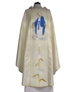 Chasuble embroidered rosette, ecru belt - MB Rosary