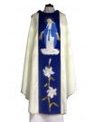 Embroidered chasuble, navy blue belt - Mary of the Rosary