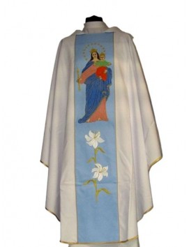 White embroidered chasuble - MB Help of the Faithful