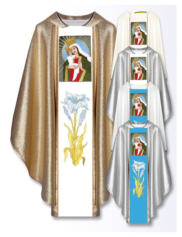Casula com imagem bordada - Nossa Senhora de Kozielsk
