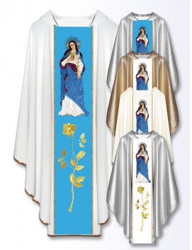 Chasuble with embroidered image - Heart of Mary