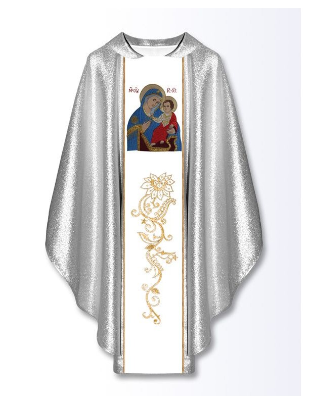 Casulla con imagen bordada - Nuestra Señora de la Curación de los Enfermos