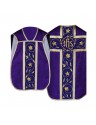 Chasuble romaine IHS - couleurs liturgiques, jacquard (34)