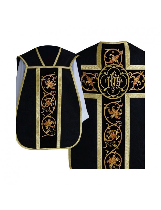 Roman chasuble IHS - liturgical colors, jacquard (35)