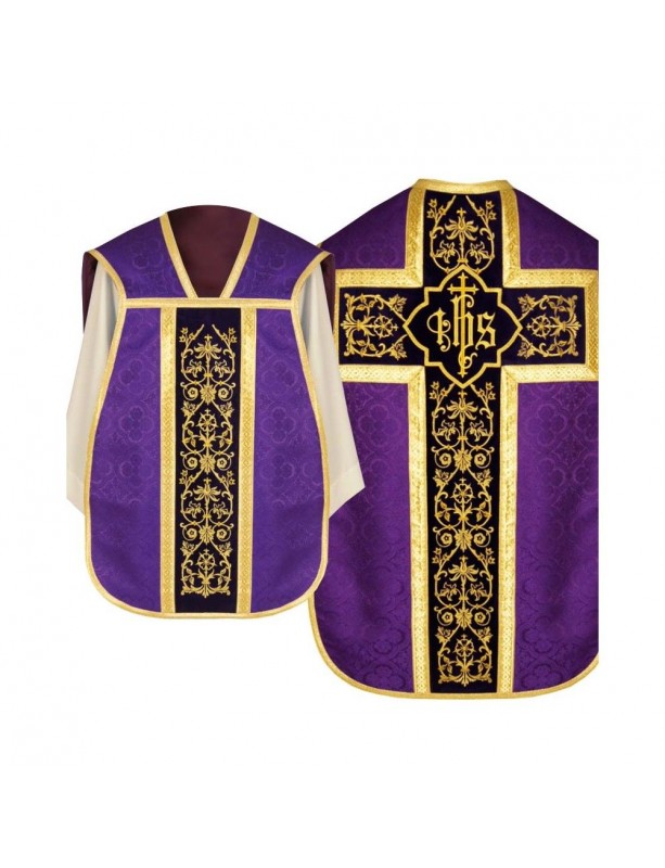 Casulla romana IHS - colores litúrgicos, jacquard
