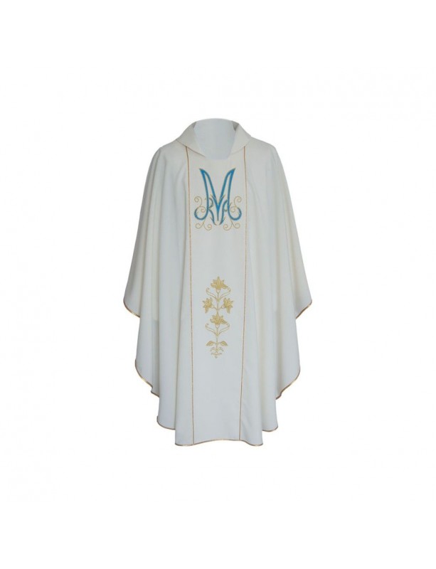 Chasuble mariale brodée écru